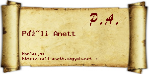 Páli Anett névjegykártya