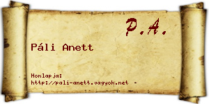 Páli Anett névjegykártya